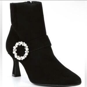 Alex Marie Marilyn Suede Pearl Buckle Booties